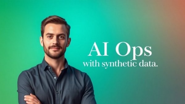 AI Ops and synthetic data concept with gradient background.