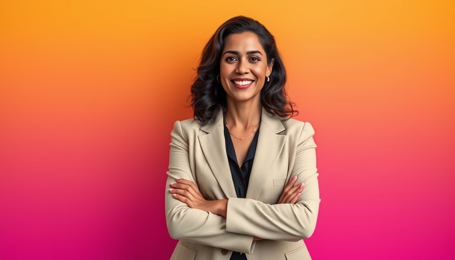 Confident woman promoting AI regulation content.