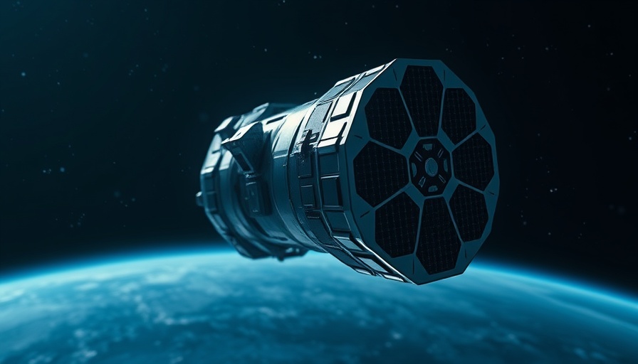 Futuristic satellite with hexagonal panels showcasing reconfigurable space infrastructure.