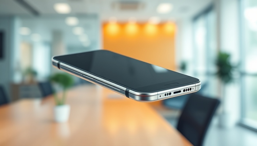 Apple iPhone Air floating in a modern office background.