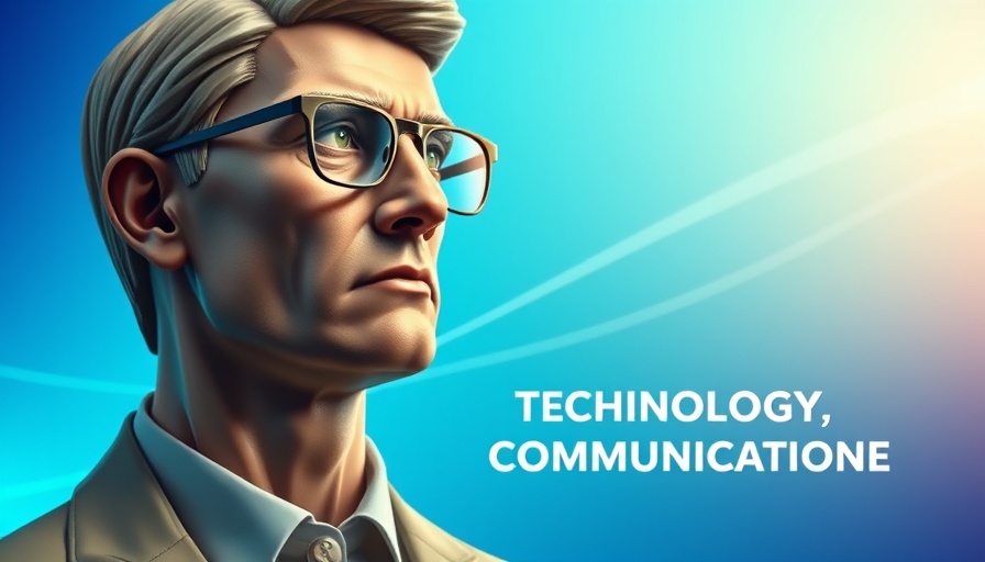 Professional discussing AI-powered communication tools, vibrant background.