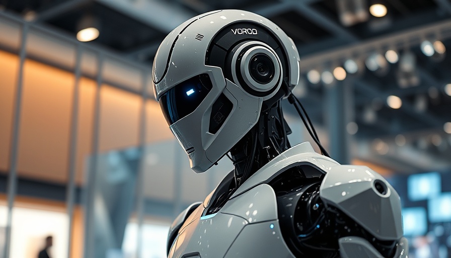 Advanced humanoid robot in a modern setting, analyzing its surroundings.