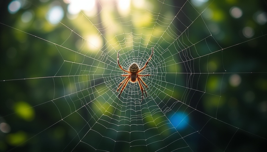 Intricate spider web illuminated in forest. Types of spider webs.