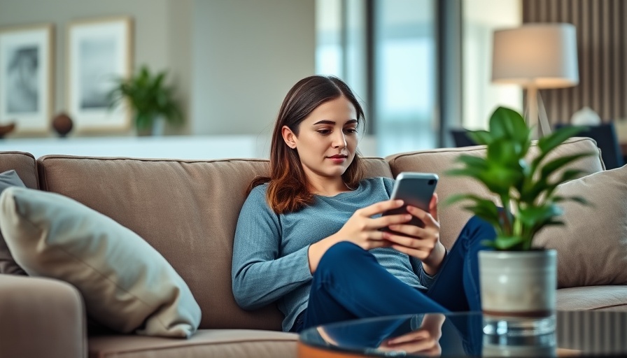 Young woman using phone on sofa for digital support, NJ teens.