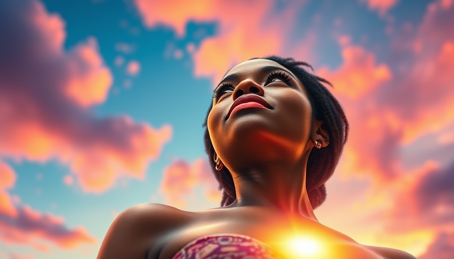 Inspirational art of woman overcoming trauma's voice with glowing light.