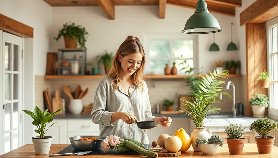 Modern storm-ready kitchen design featuring a woman cooking.
