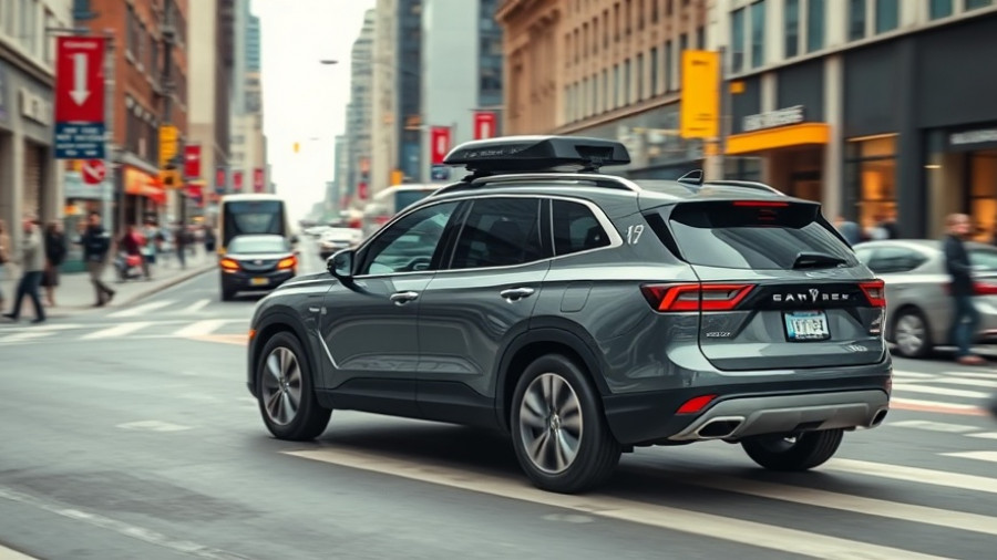 Self-driving SUV in busy city, showcasing self-driving car companies.
