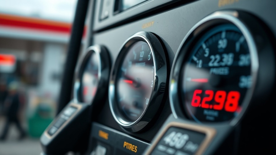 Close-up of gas pump showing national gas prices, vivid colors.