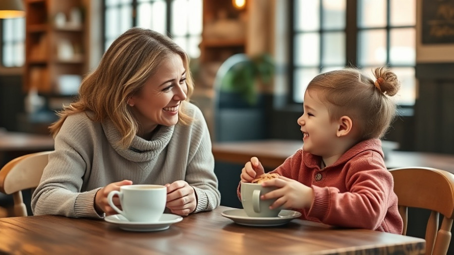 Warm interaction in cafe, communicate with autistic child.