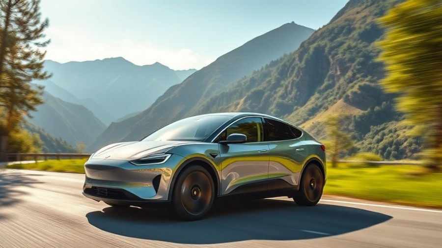 Sleek modern electric car driving, showcasing zero-emission technology.