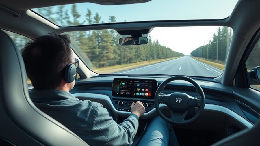 Futuristic self-driving car interior showcasing eyes-off driving technology.