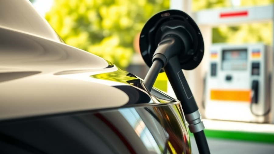 Car refueling at gas station, low gas prices depicted.