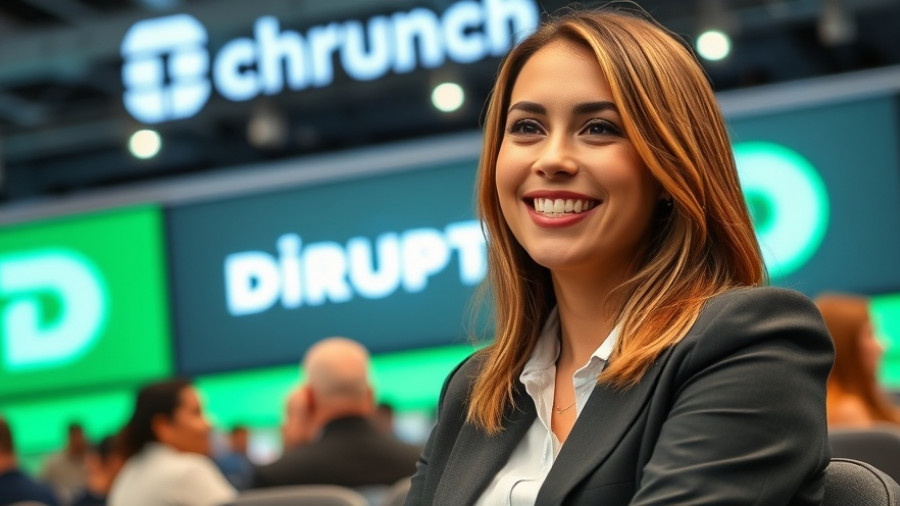 Professional woman smiling at TechCrunch Disrupt event, scaling robotaxis safely