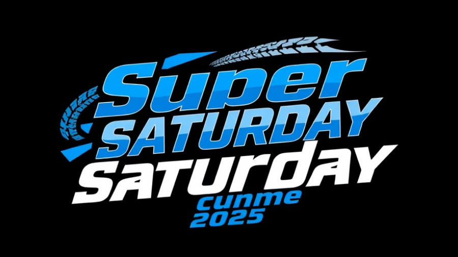 Auto repair event promo logo with tire tracks