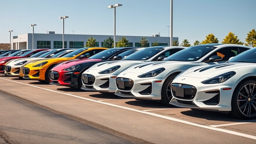 Row of new cars as average new car price exceeds $50K.