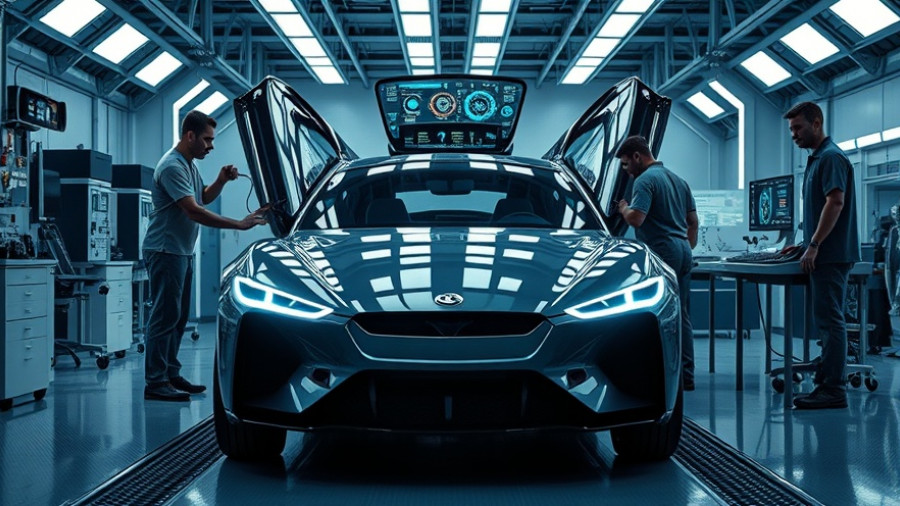 Technicians performing ADAS Calibration Integration in a high-tech garage.