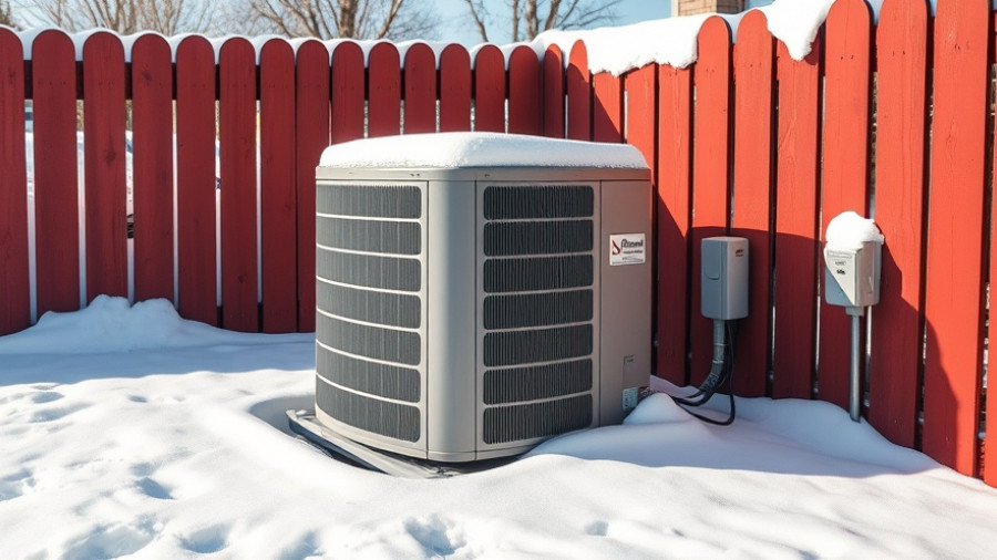 Snow-covered heat pump outside in winter, illustrating why heat pumps underperform in mild winters.