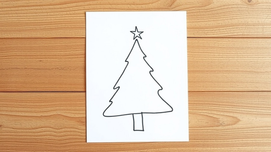 DIY window clings: Christmas tree outline on paper with marker.