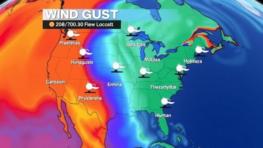 Weather map displaying real-time wind alerts for various cities.