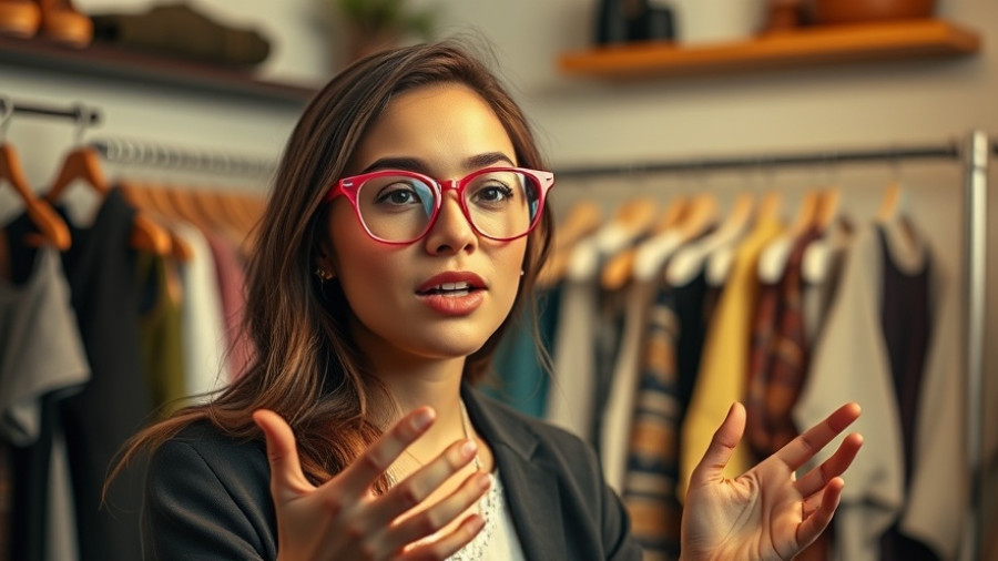 Young woman with pink glasses talking about hanging out without spending money.