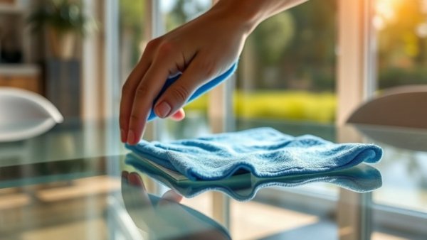 Can You Use All-Purpose Cleaner On Glass: hand cleaning glass table with cloth