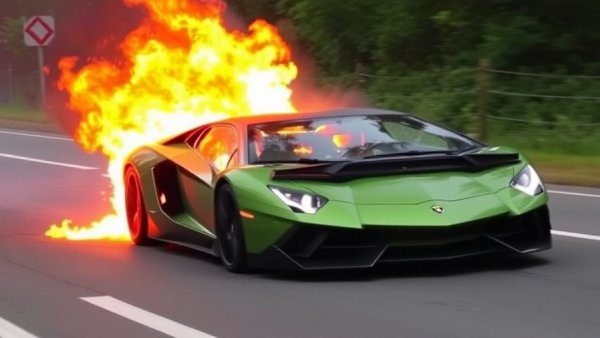 Lamborghini Aventador Goes Up in Flames After Driver Crashes While Attempting to Pass a Mini