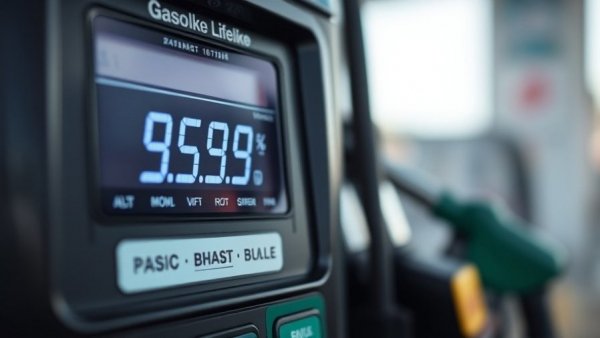 Close-up of gasoline pump, essential for automotive road trips.