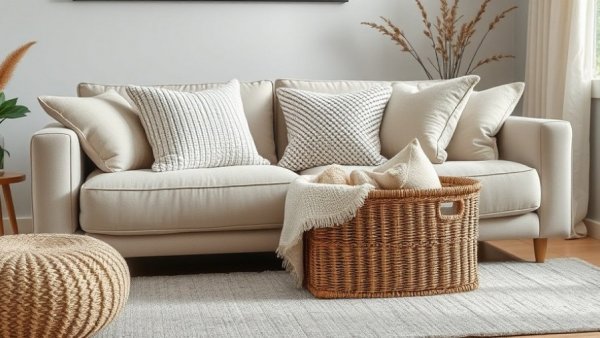 Affordable home upgrades with cozy living room essentials.