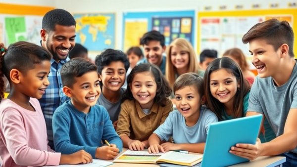 Diverse group learning together in a classroom, promoting mindfulness meditation and compassion.