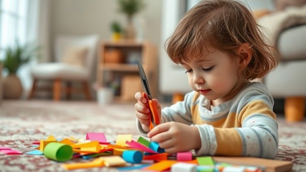 Teach Your Child to Help Without Asking: Young child crafting in a cozy setting.