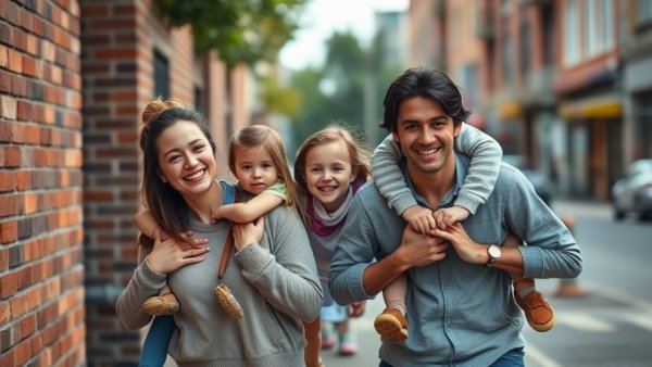Smiling family highlighting parenting stress in immigrant families