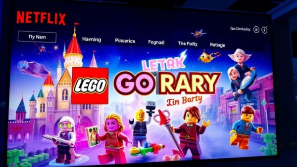 Netflix Party Games Collection interface with LEGO Party theme displayed