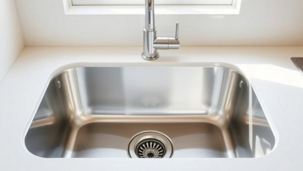 Clean stainless steel sink demonstrating how to keep drain flies from taking over your kitchen.