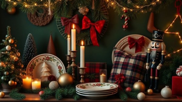 Nostalgic Christmas decor collection with vintage ornaments.