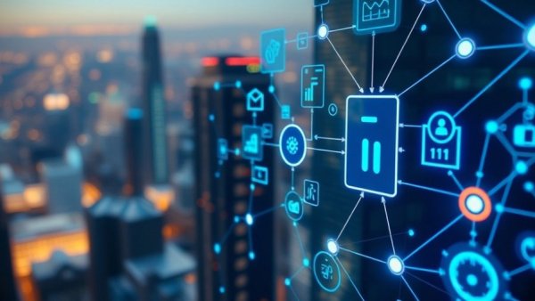 Abstract AI automation and analytics platforms with digital network.