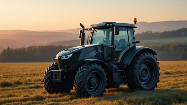 Modern autonomous tractor in field enhancing farming technology.