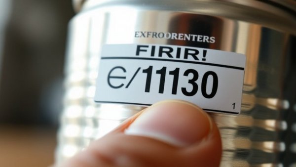 Close-up of finger pointing to can's expiration date; food expiration dates.