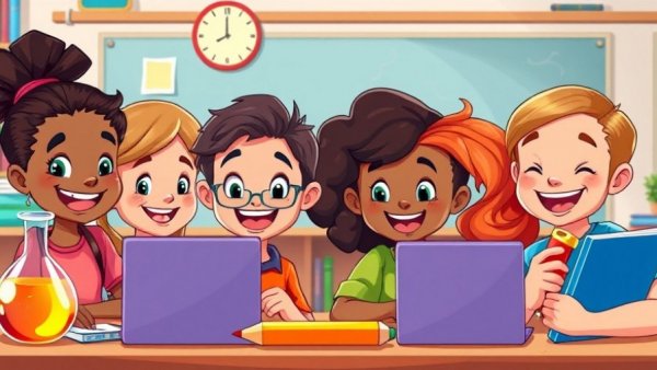 StateKaidz.com Educational Platform cartoon with happy kids learning.