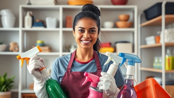 Cleaning Secrets That Only Professionals Know: Cleaner with supplies.