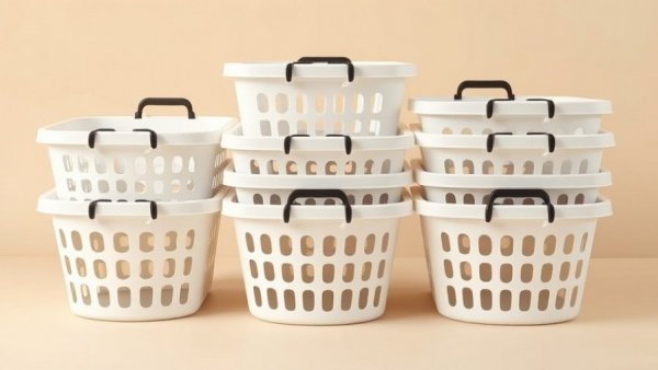 Plastic stackable baskets for dollar store storage solutions.