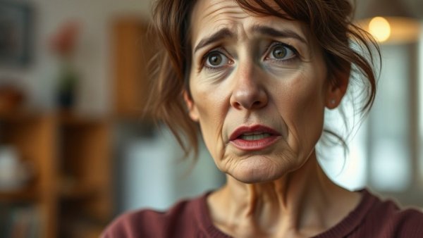 Concerned woman discussing daycare facility closure in Massachusetts.