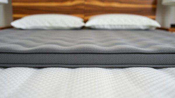 Luxurious Saatva Graphite Mattress Topper on bed with wooden headboard.