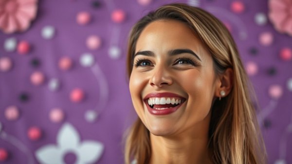 Vibrant gratitude practice theme with a smiling woman.