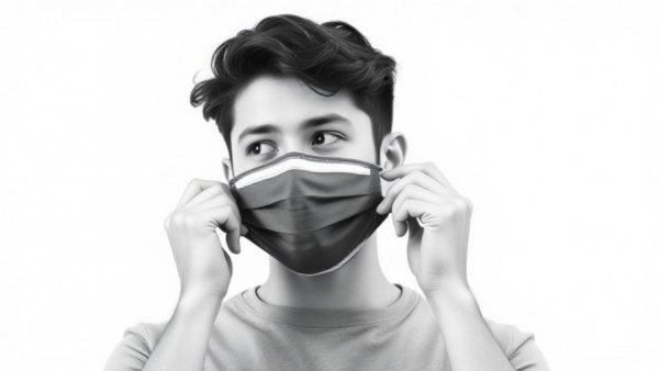 Young man adjusting mask, Mask Mandates December 2025 discussion.