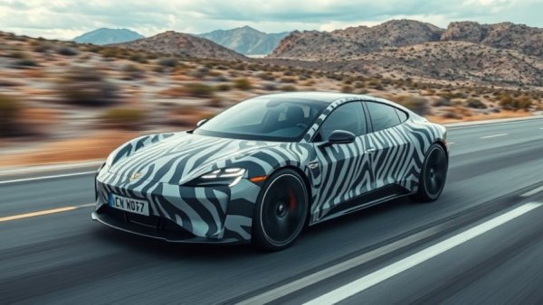 Jaguar electric sedan camouflage testing on highway
