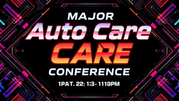 Auto repair conference poster, vibrant design, May 2026 event