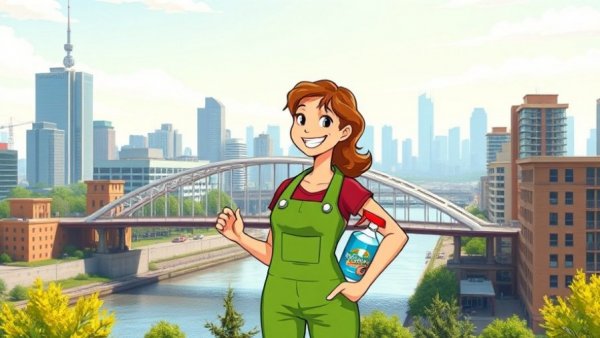 Home cleaning rates in Edmonton illustrated guide with bridge and cleaner