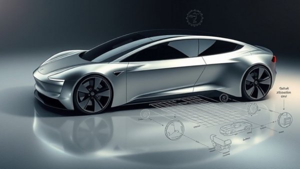 Tesla Starlink Integration concept with sleek Tesla car.