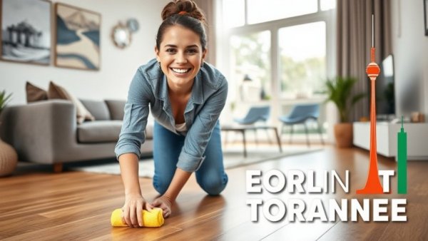 Choosing a cleaning company in Toronto: Woman cleaning a floor.