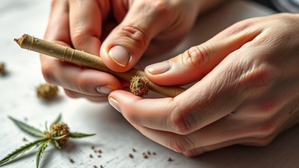 Close-up of hands rolling a cannabis joint related to reclassification.
